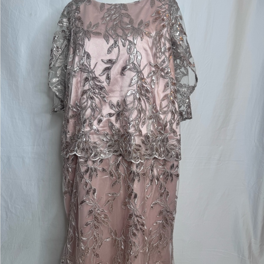 Brianna Womens 14W Sequin Embroidery Long Evening Dress Formal New - Picture 3 of 9